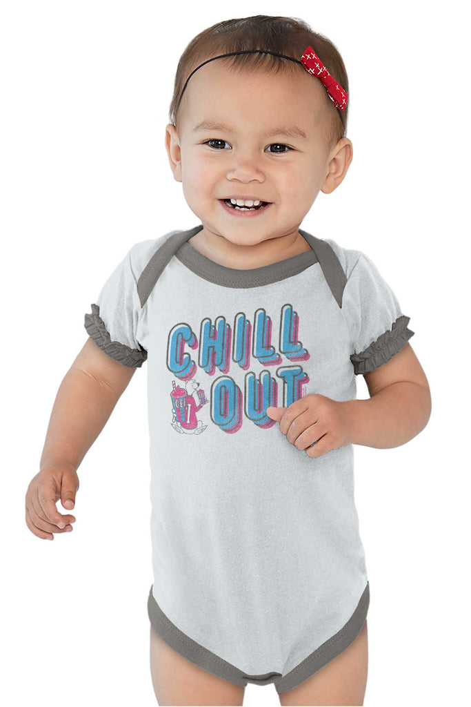 Retro Chill Baby Ruffled Trim Romper-Direct To Garment Print-Brisco Baby