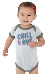 Retro Chill Baby Ruffled Trim Romper-Direct To Garment Print-Brisco Baby