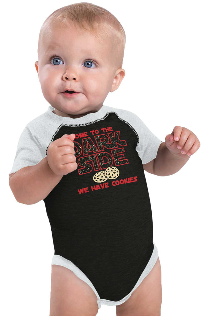 Come To The Dark Side Raglan Romper Bodysuit-Direct To Garment Print-Brisco Baby