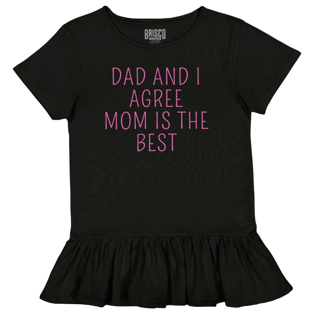 Mom Is Best Toddler Ruffle Bottom Tee-Direct To Garment Print-Brisco Baby
