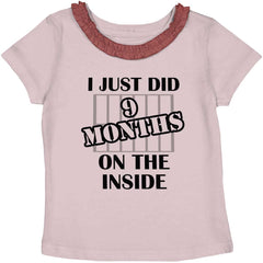 9 Months On The Inside Toddler Ruffled Trim T-Shirt-Direct To Garment Print-Brisco Baby
