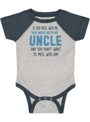 Mess With My Uncle Raglan Romper Bodysuit-Direct To Garment Print-Brisco Baby