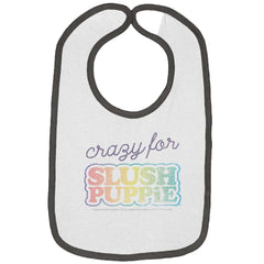 Crazy For Slush Puppie Trimmed Colored Velcro Bib-Direct To Garment Print-Brisco Baby