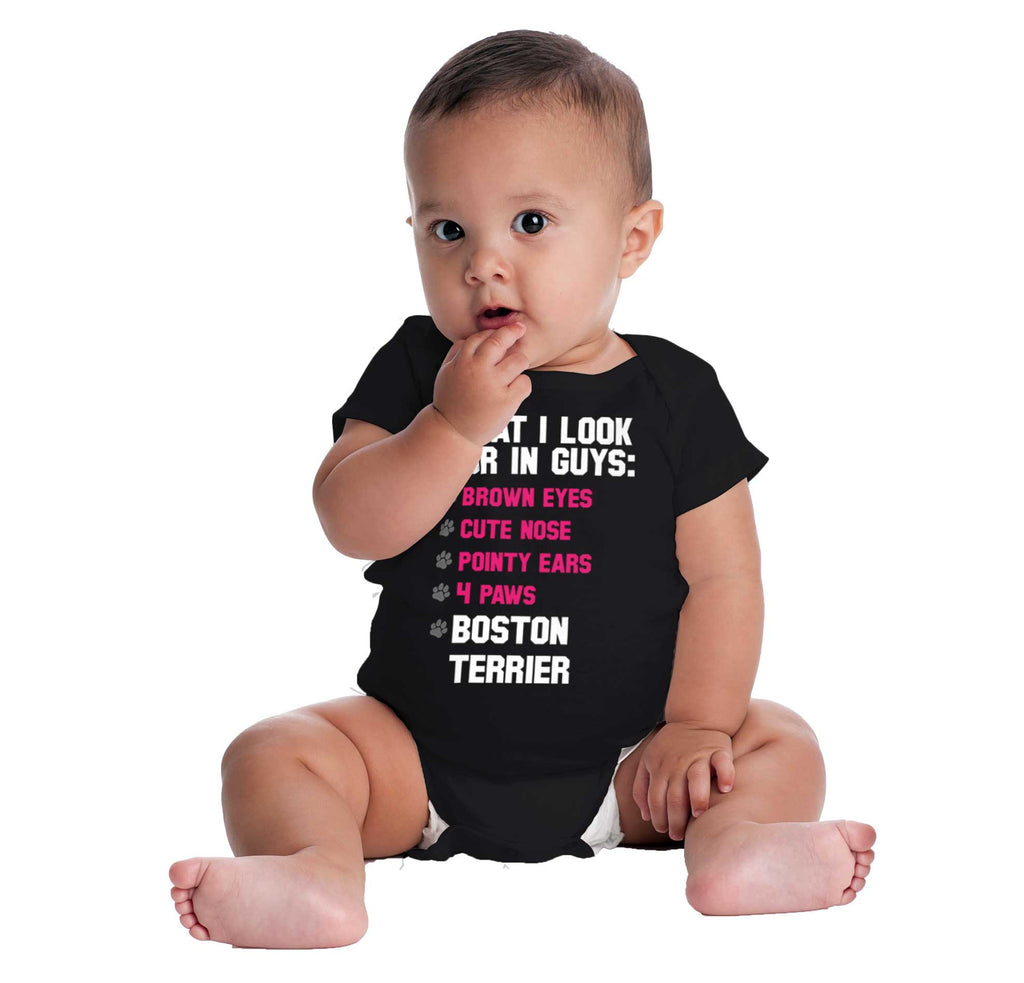 Boston Terrier List Romper Bodysuit-Direct To Garment Print-Brisco Baby