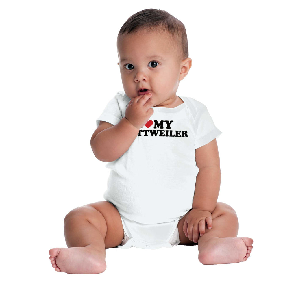 I Love My Rottweiler Romper Bodysuit-Direct To Garment Print-Brisco Baby