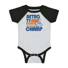 Retro 77 Champ Gamer Dragons Raglan Romper Bodysuit-Direct To Garment Print-Brisco Baby