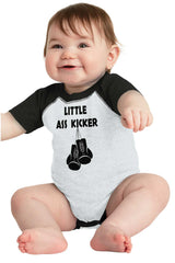 Little Ass Kicker Raglan Romper Bodysuit-Direct To Garment Print-Brisco Baby