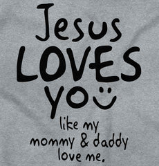 Jesus Loves You Romper Bodysuit-Direct To Garment Print-Brisco Baby