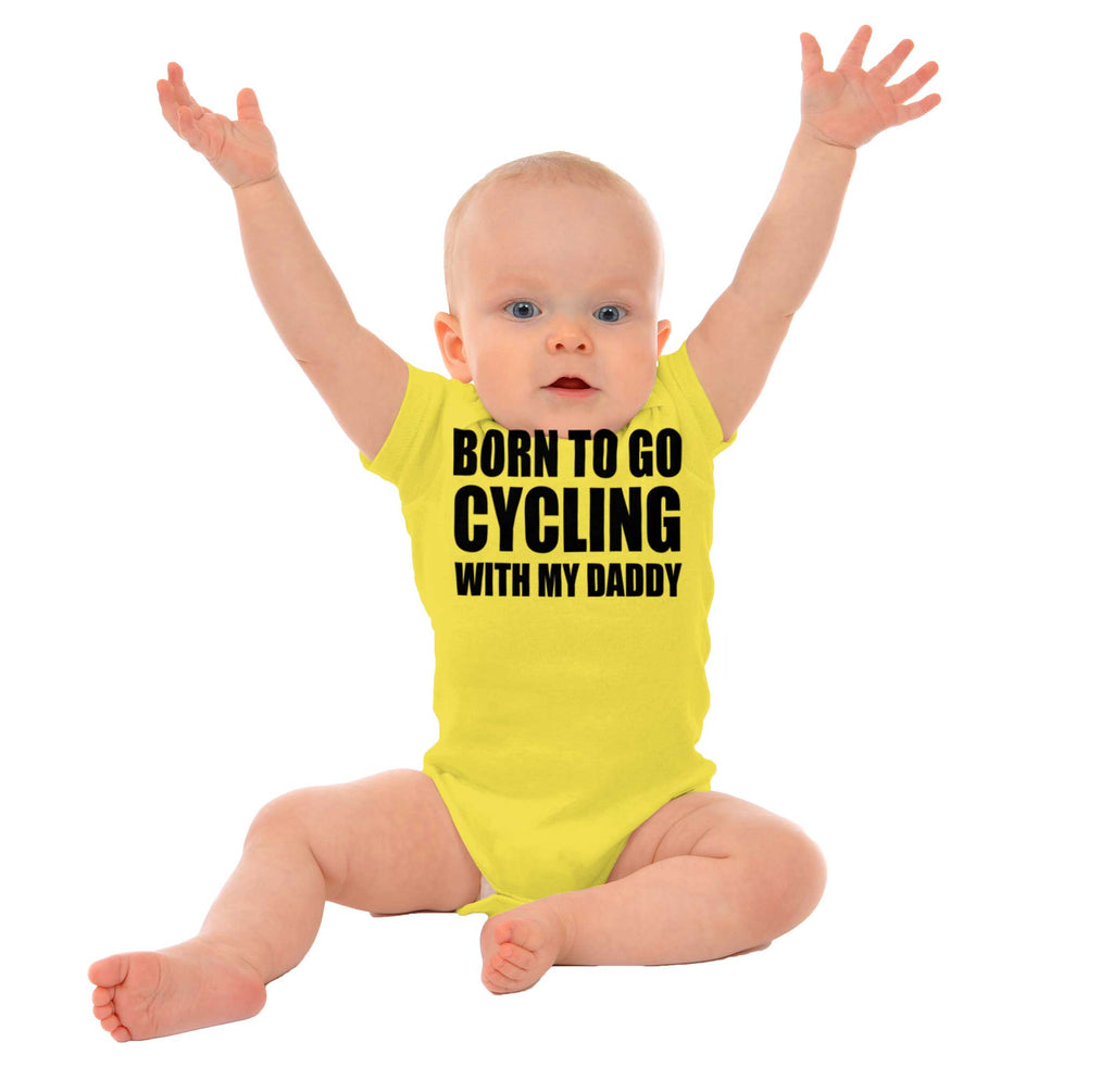 Cycling With Daddy Romper Bodysuit-Direct To Garment Print-Brisco Baby