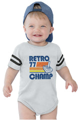 Retro 77 Champ Gamer Dragons Football Romper Bodysuit-Direct To Garment Print-Brisco Baby