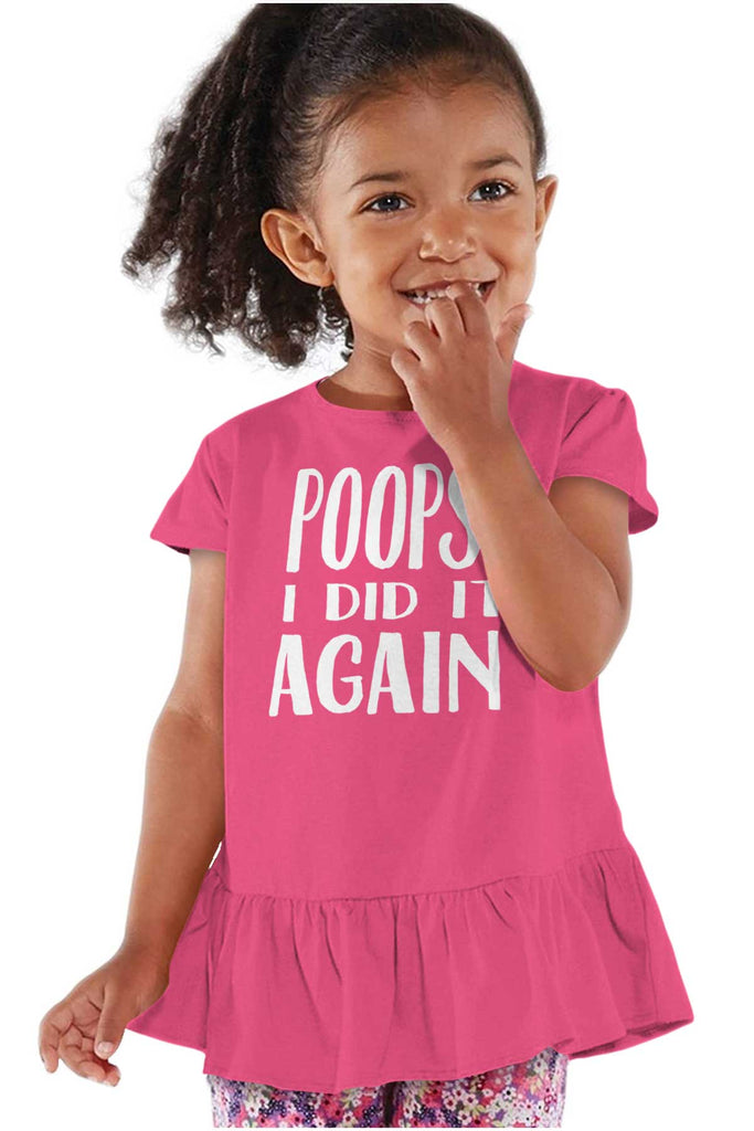 Poops I Did It Again Toddler Ruffle Bottom Tee-Direct To Garment Print-Brisco Baby