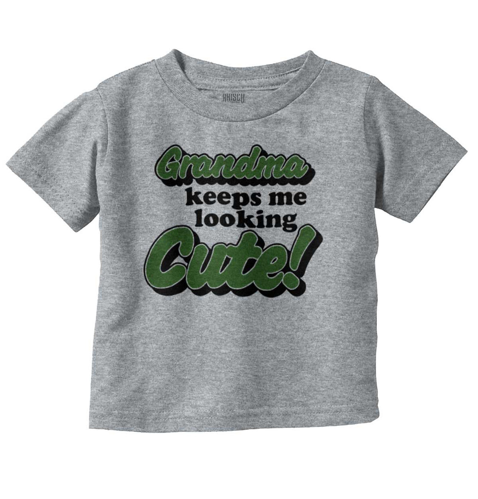 Grandma Keeps Me Cute Infant Toddler T Shirt-Direct To Garment Print-Brisco Baby