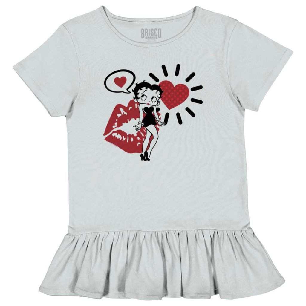 Cartoon Betty Toddler Ruffle Bottom Tee-Direct To Garment Print-Brisco Baby