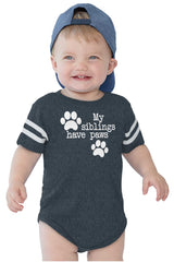 Siblings have paws Football Romper Bodysuit-Direct To Garment Print-Brisco Baby