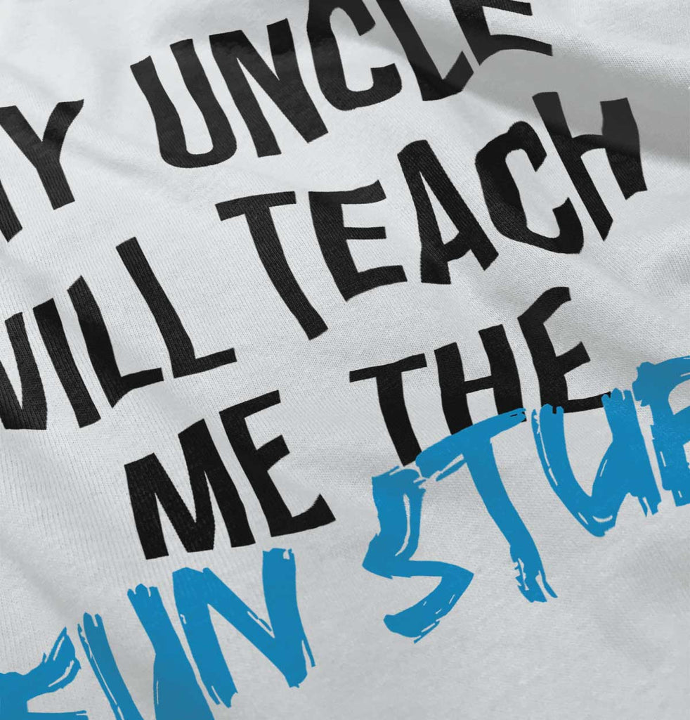 Uncle Teaches Fun Stuff Romper Bodysuit-Direct To Garment Print-Brisco Baby