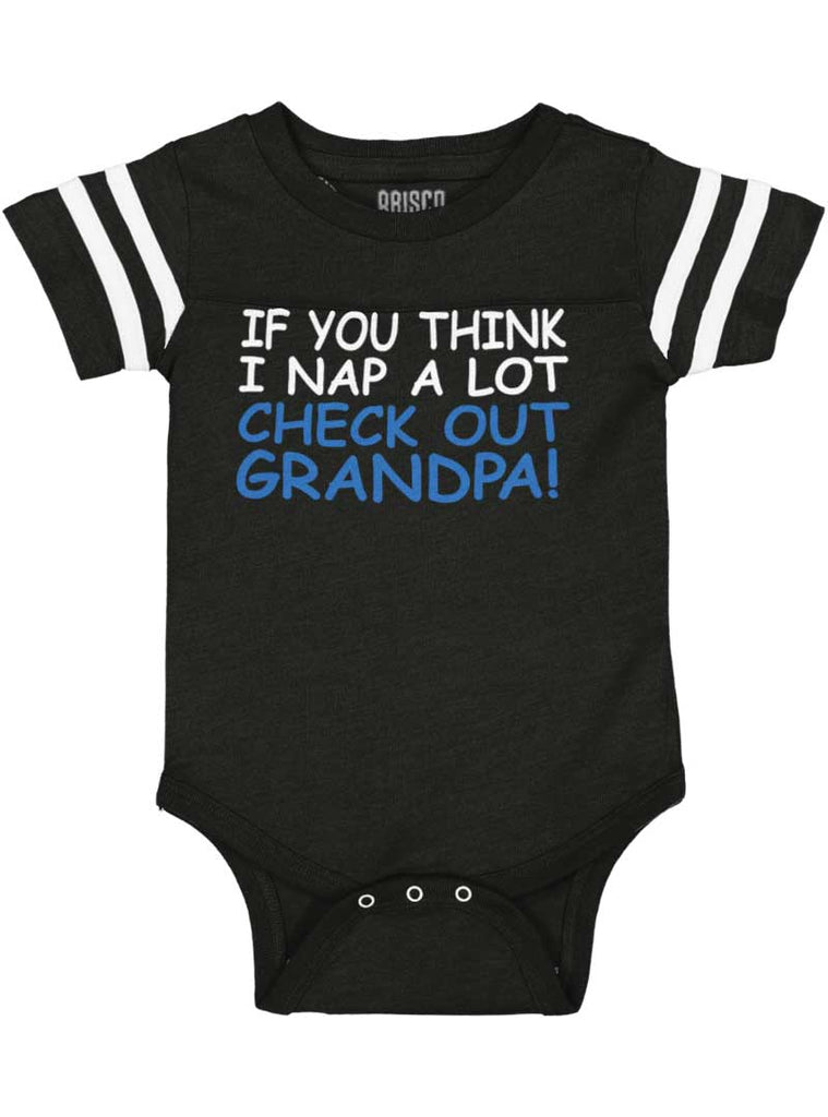 Check Out Grandpa Football Romper Bodysuit-Direct To Garment Print-Brisco Baby
