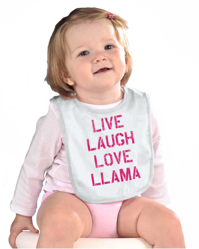 Live Laugh Llama Infant Baby Bib-Direct To Garment Print-Brisco Baby