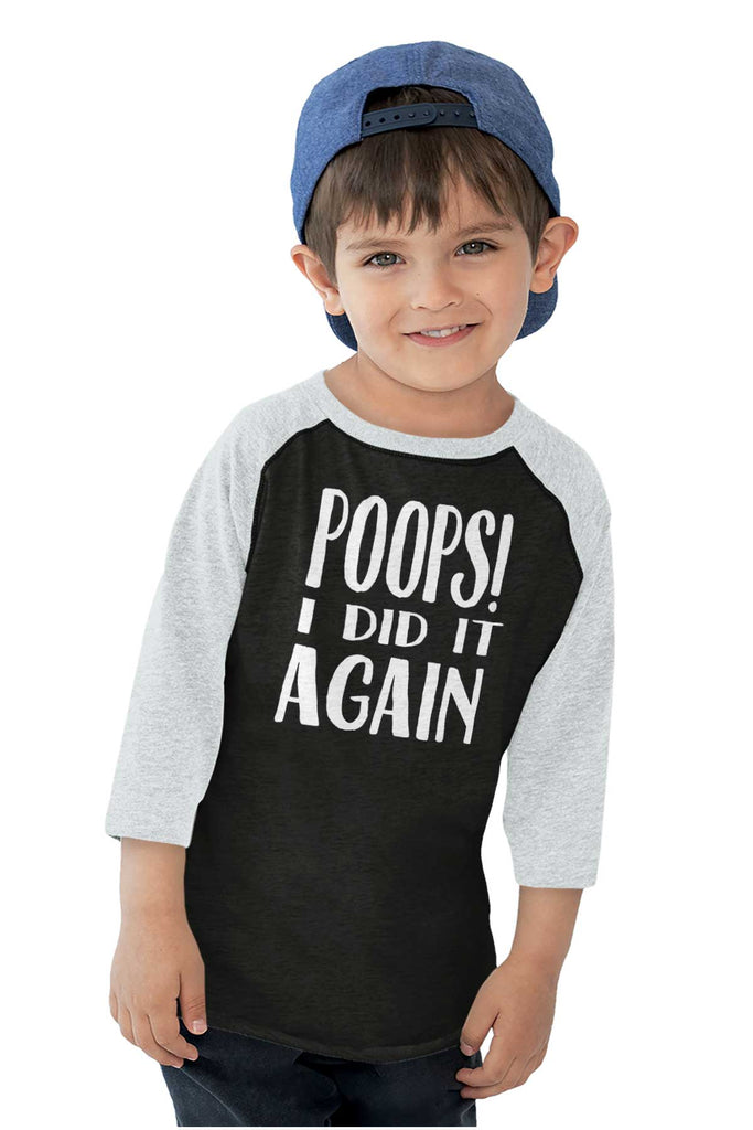 Poops I Did It Again Toddler Baseball-Direct To Garment Print-Brisco Baby