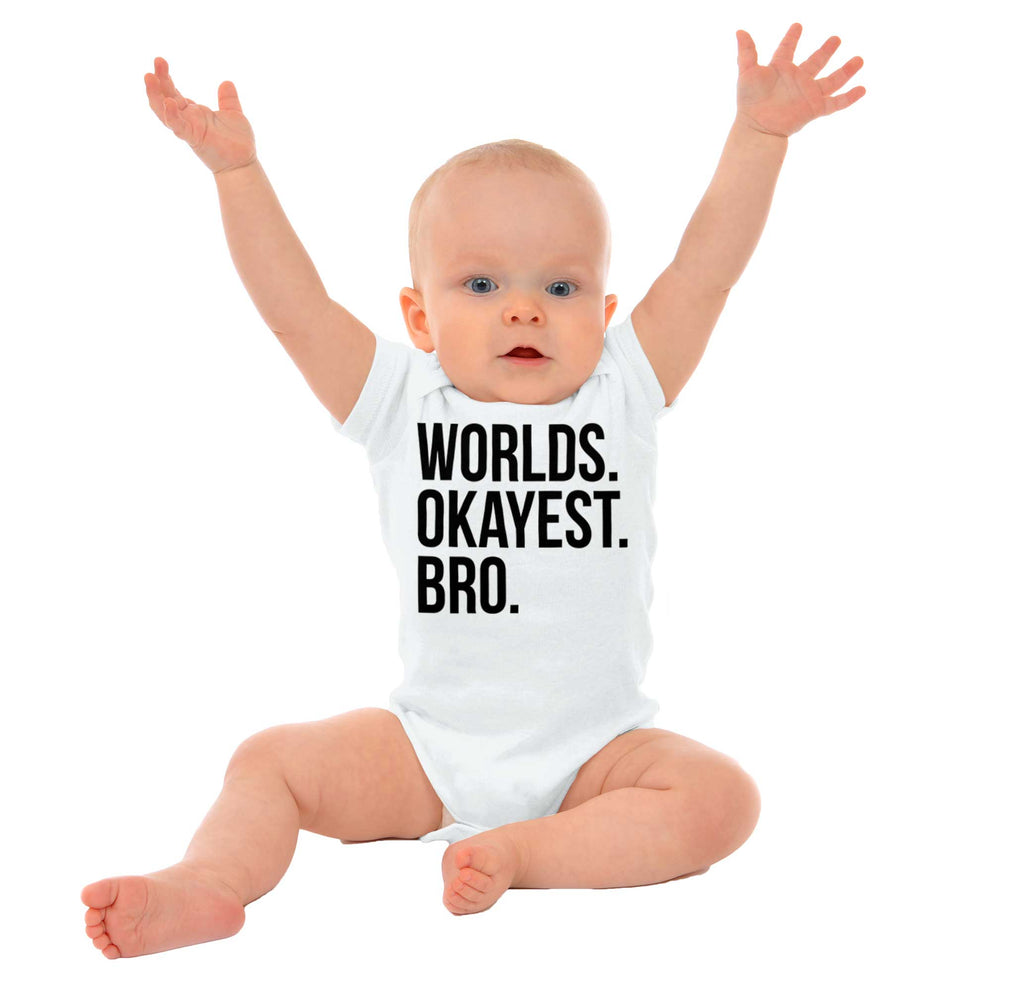 Worlds Okayest Bro Romper Bodysuit-Direct To Garment Print-Brisco Baby