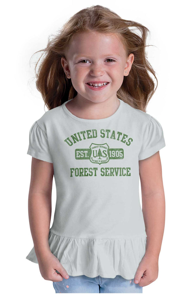 Forest Service Toddler Ruffle Bottom Tee-Direct To Garment Print-Brisco Baby