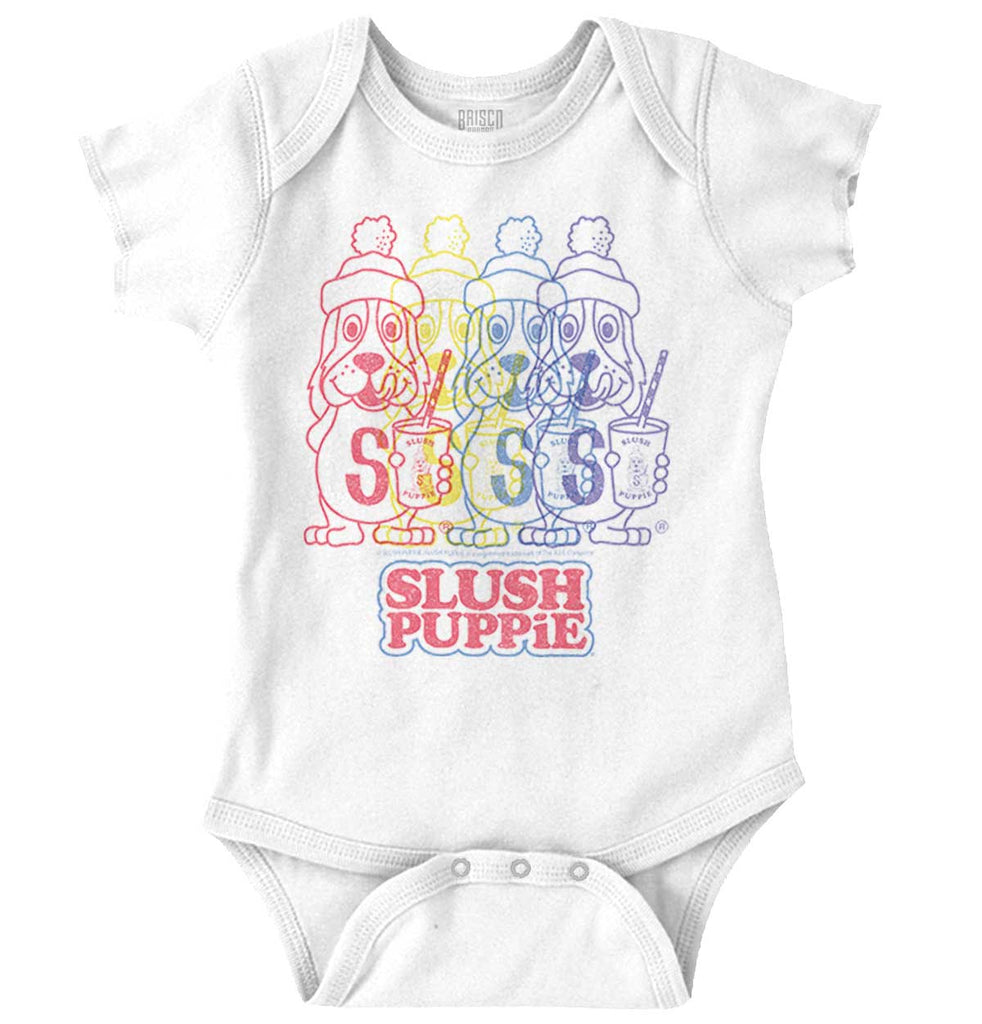 Rainbow Puppie Romper Bodysuit-Direct To Garment Print-Brisco Baby