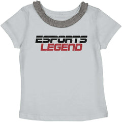 Sports Legend Professional Gamer Toddler Ruffled Trim T-Shirt-Direct To Garment Print-Brisco Baby