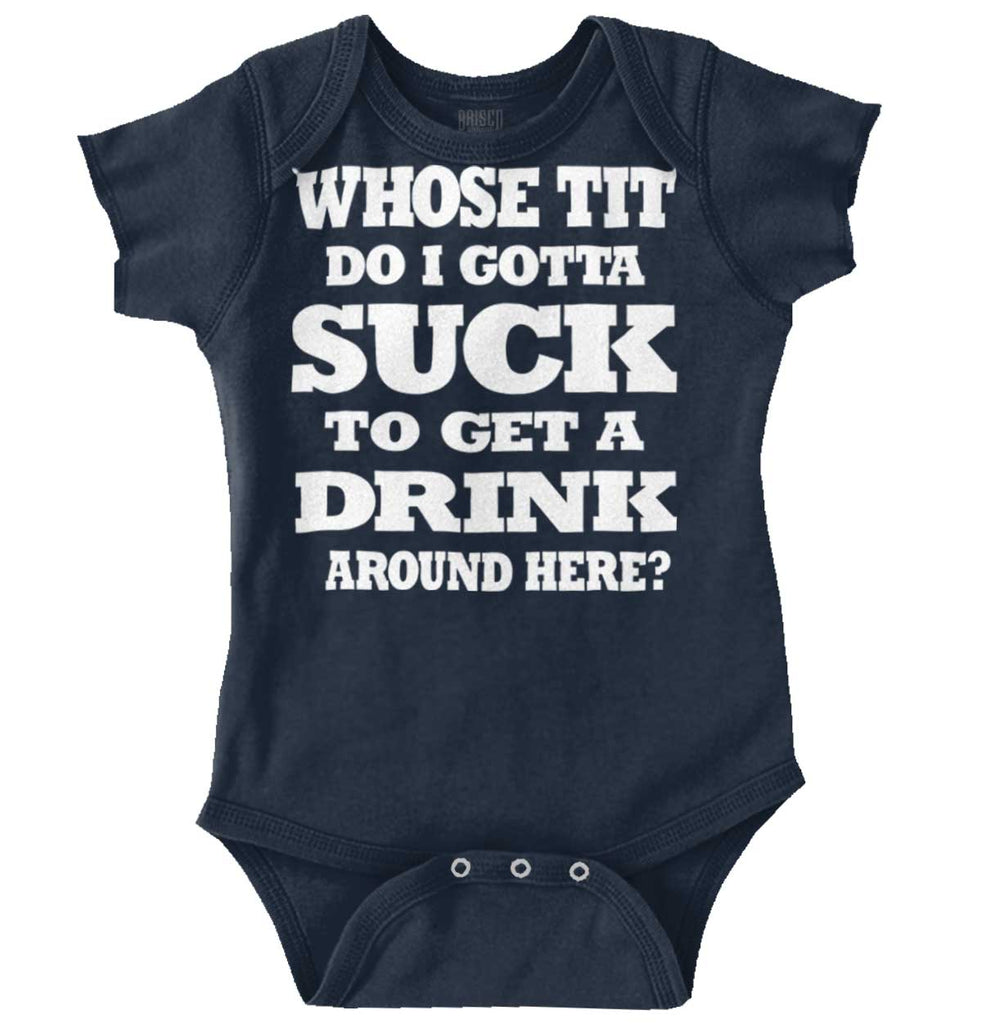 Get A Drink Romper Bodysuit-Direct To Garment Print-Brisco Baby