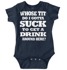 Get A Drink Romper Bodysuit-Direct To Garment Print-Brisco Baby