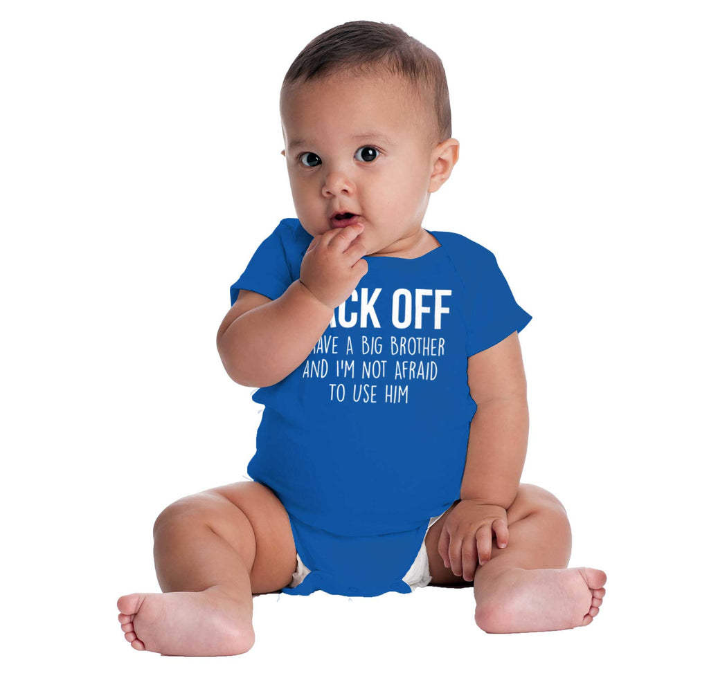 Back Off Have Big Brother Romper Bodysuit-Direct To Garment Print-Brisco Baby