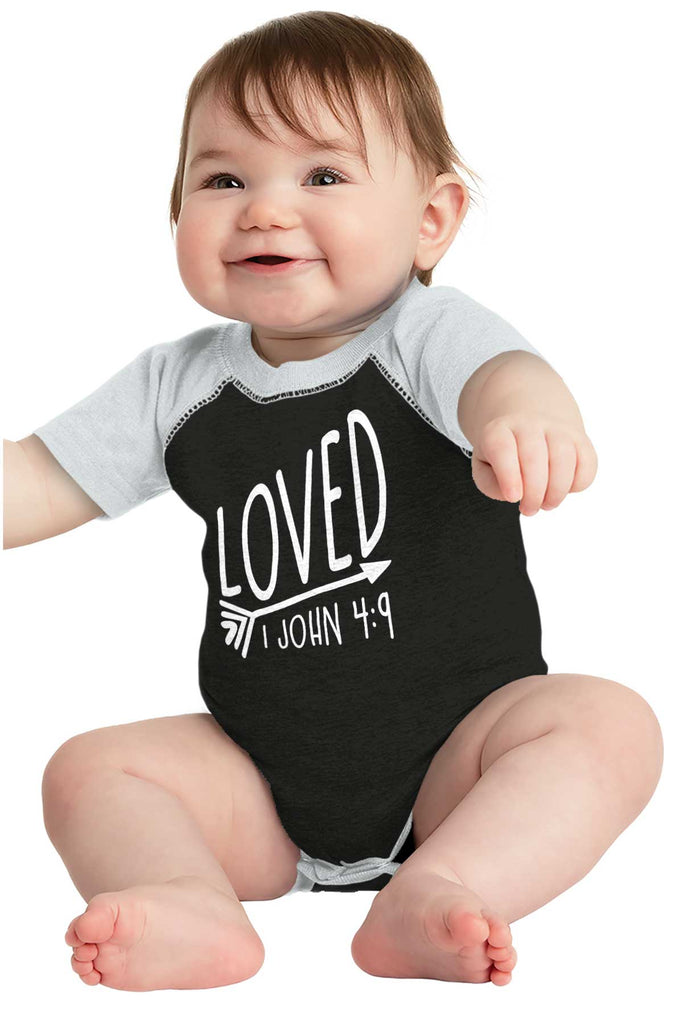 Loved Raglan Romper Bodysuit-Direct To Garment Print-Brisco Baby