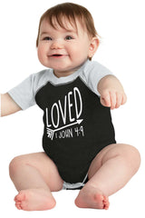 Loved Raglan Romper Bodysuit-Direct To Garment Print-Brisco Baby