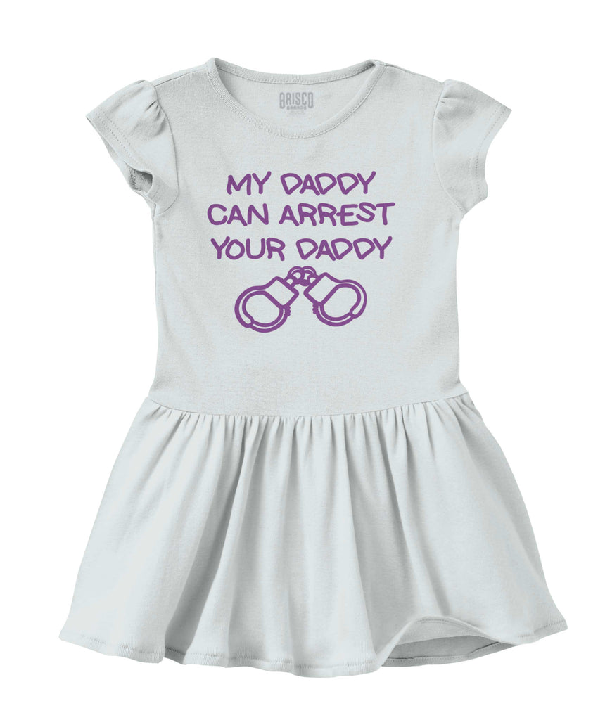 Arrest Your Daddy Solid Baby Infant Dress-Direct To Garment Print-Brisco Baby