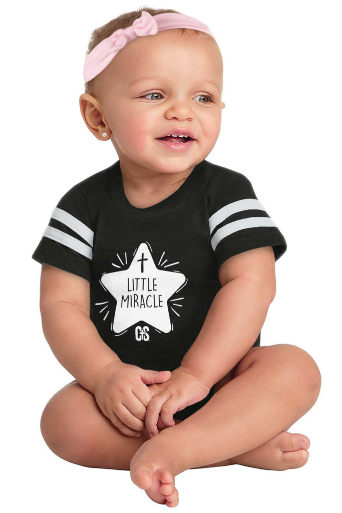 Little Miracle Football Romper Bodysuit-Direct To Garment Print-Brisco Baby