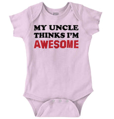 Uncle Thinks I'm Awesome Romper Bodysuit-Direct To Garment Print-Brisco Baby