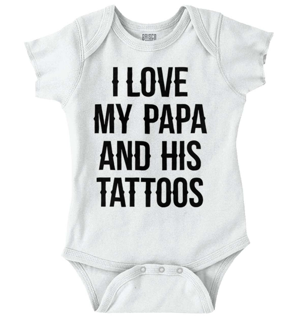 I Love Papa And Tattoos Romper Bodysuit-Direct To Garment Print-Brisco Baby