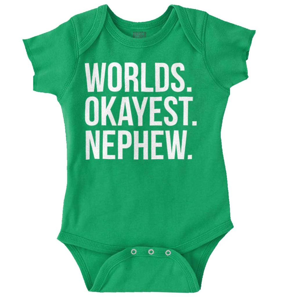Worlds Okayest Nephew Romper Bodysuit-Direct To Garment Print-Brisco Baby