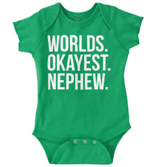 Worlds Okayest Nephew Romper Bodysuit-Direct To Garment Print-Brisco Baby