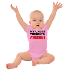 Uncle Thinks I'm Awesome Romper Bodysuit-Direct To Garment Print-Brisco Baby