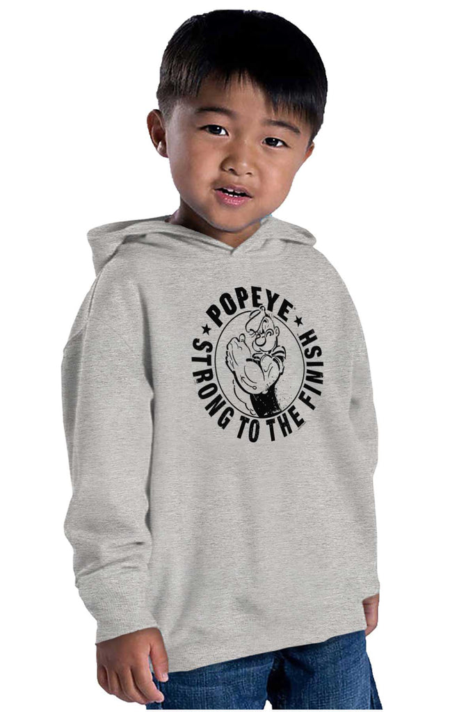 Popeye To The Finish Toddler Pullover Hoodie-Direct To Garment Print-Brisco Baby