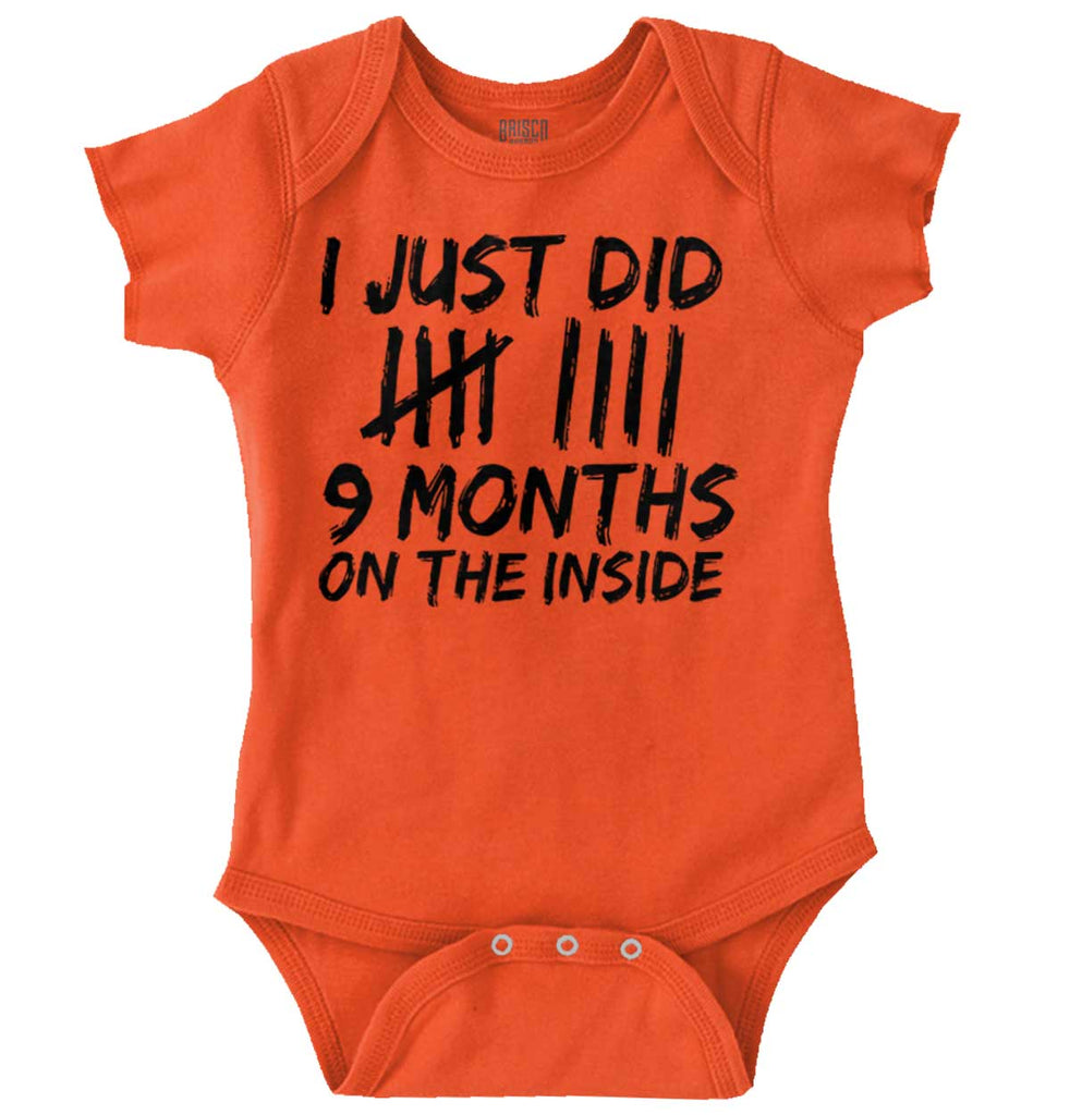 9 Months Inside Romper Bodysuit-Direct To Garment Print-Brisco Baby