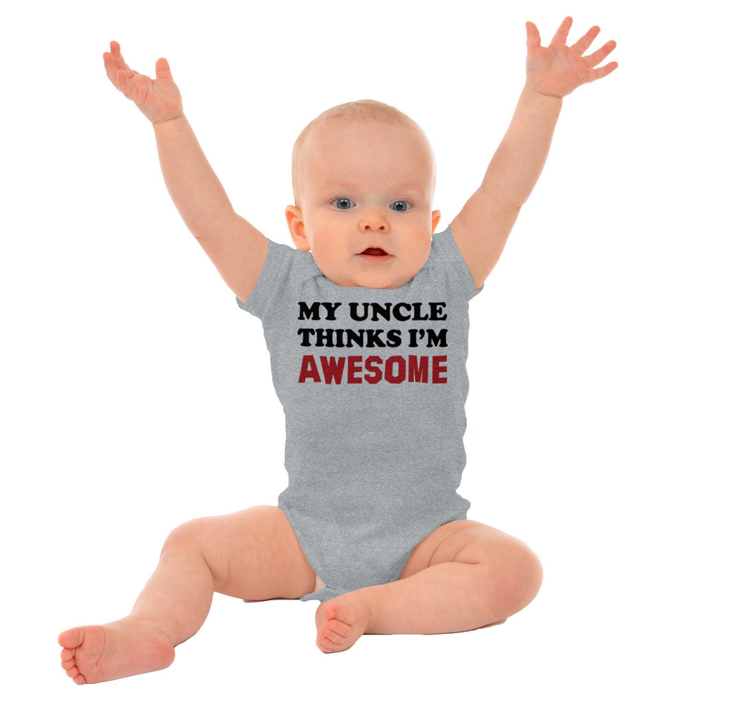 Uncle Thinks I'm Awesome Romper Bodysuit-Direct To Garment Print-Brisco Baby