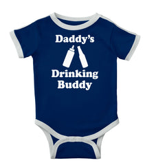 Drinking Buddy Ringer Romper Bodysuit-Direct To Garment Print-Brisco Baby