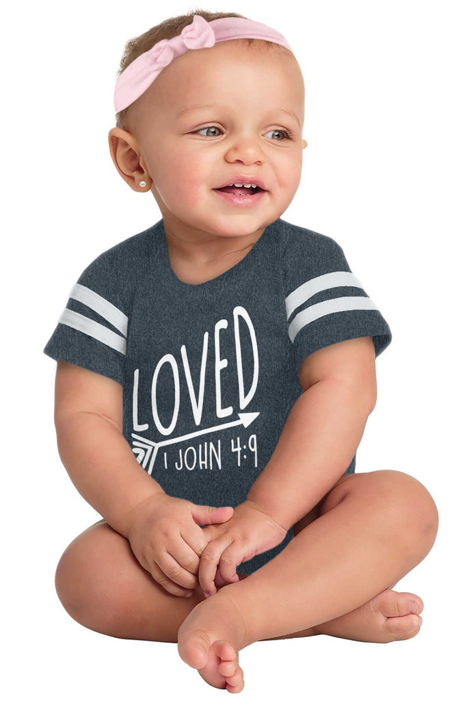 Loved Football Romper Bodysuit-Direct To Garment Print-Brisco Baby