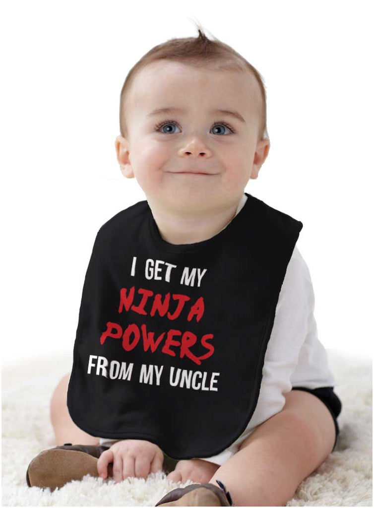 Get Ninja Powers From Uncle Infant Baby Bib-Direct To Garment Print-Brisco Baby