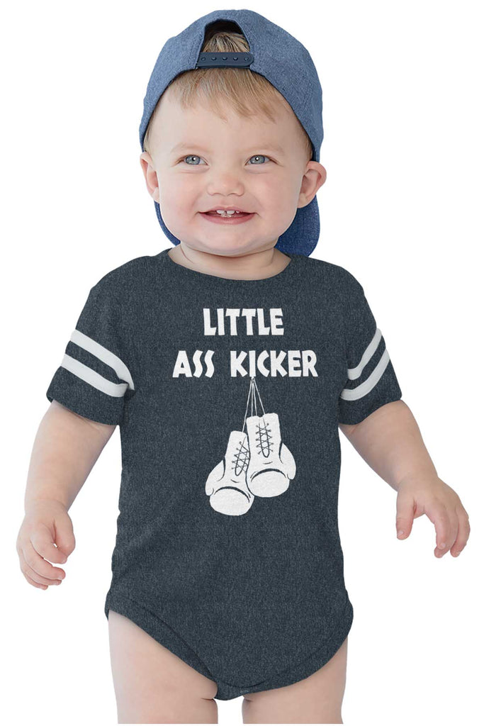 Little Ass Kicker Football Romper Bodysuit-Direct To Garment Print-Brisco Baby