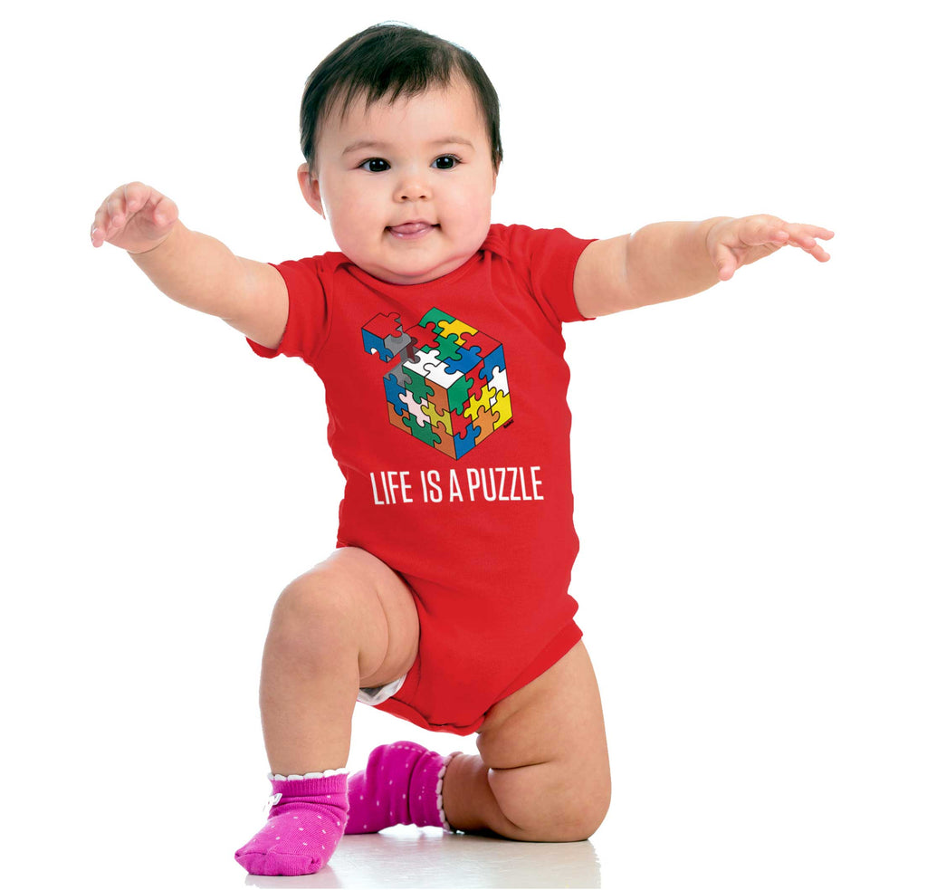 Life Is A Puzzle Romper Bodysuit-Direct To Garment Print-Brisco Baby