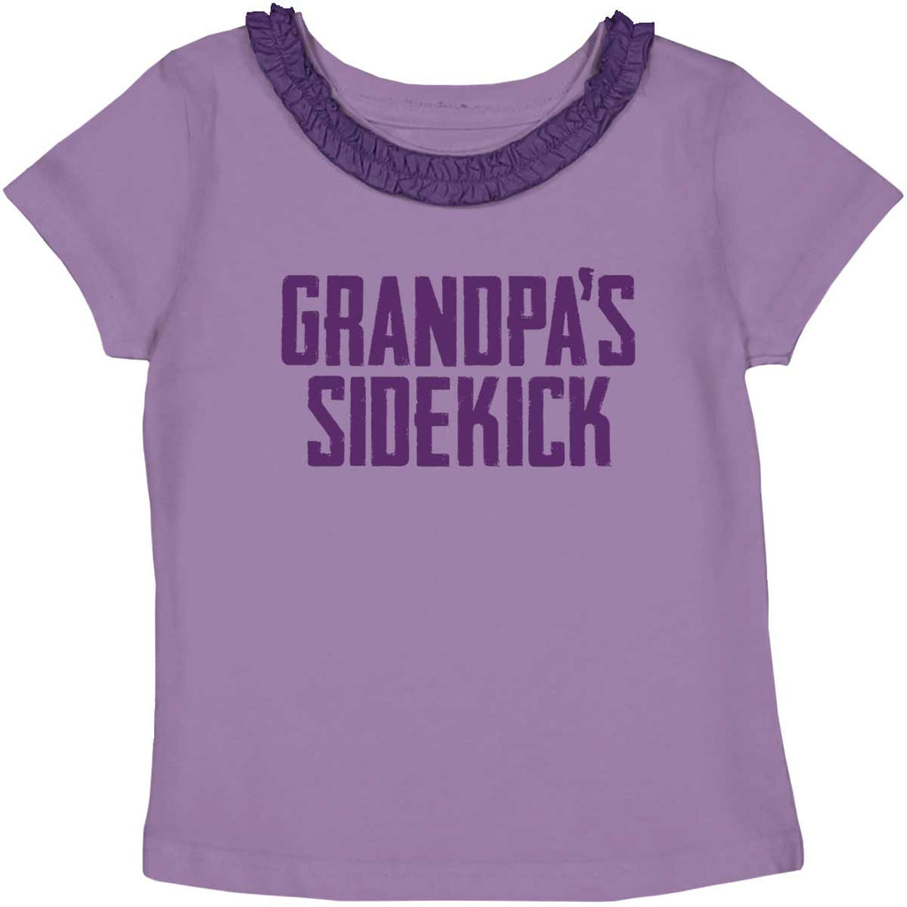 Grandpa's Sidekick Toddler Ruffled Trim T-Shirt-Direct To Garment Print-Brisco Baby
