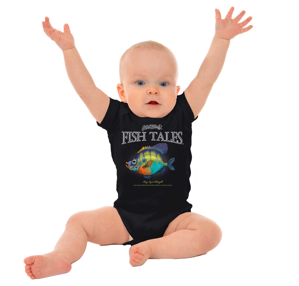 Bug-Eyed Bluegill Fish Romper Bodysuit-Direct To Garment Print-Brisco Baby