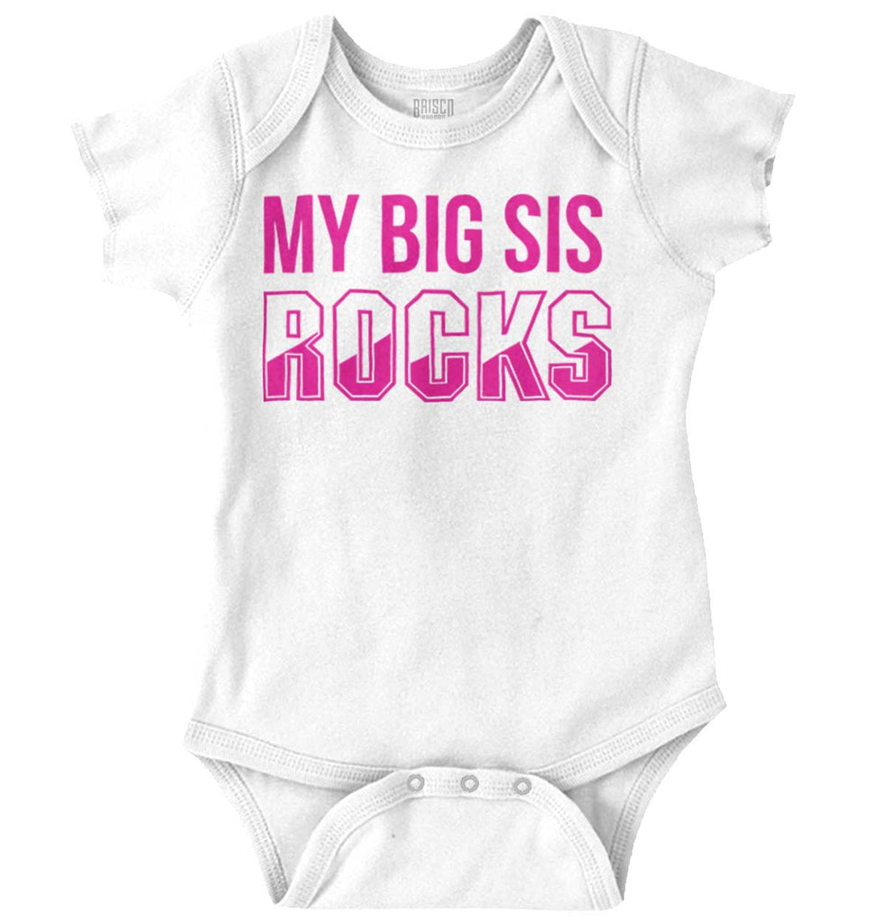My Big Sis Rocks Romper Bodysuit-Direct To Garment Print-Brisco Baby
