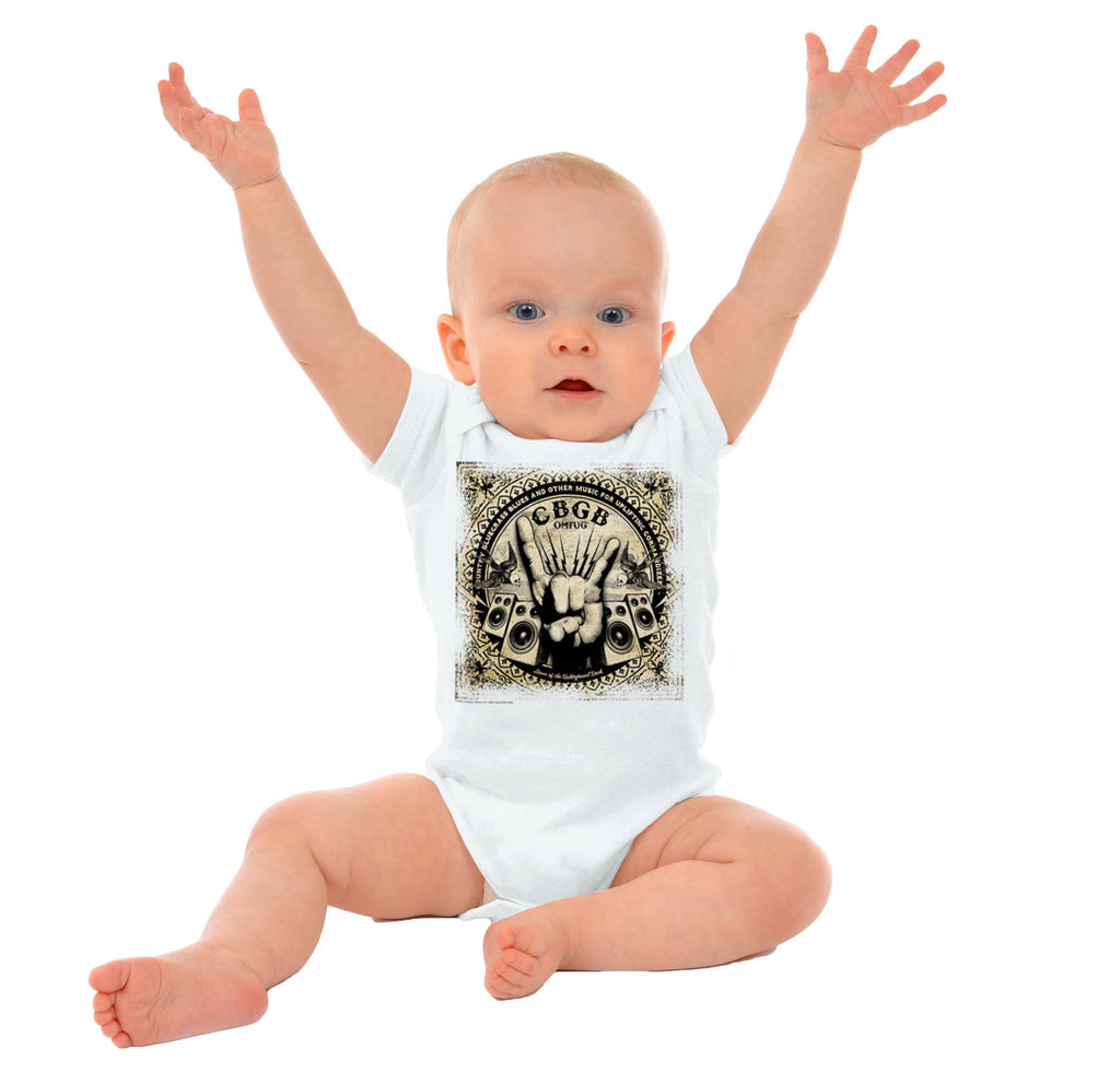 CBGB Horns Romper Bodysuit-Direct To Garment Print-Brisco Baby